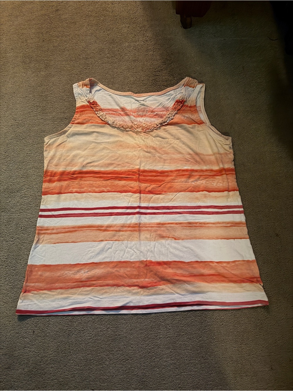 St. John's Bay Orange and White Striped Scoop Neck Tank